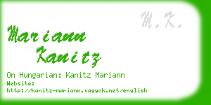 mariann kanitz business card